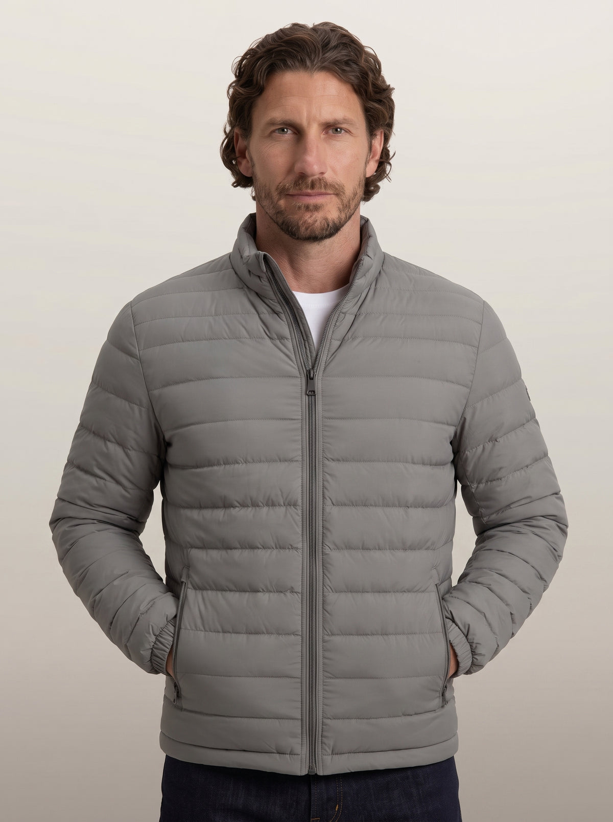 dipni mens winter puffer jacket casual grijs hero model 14c