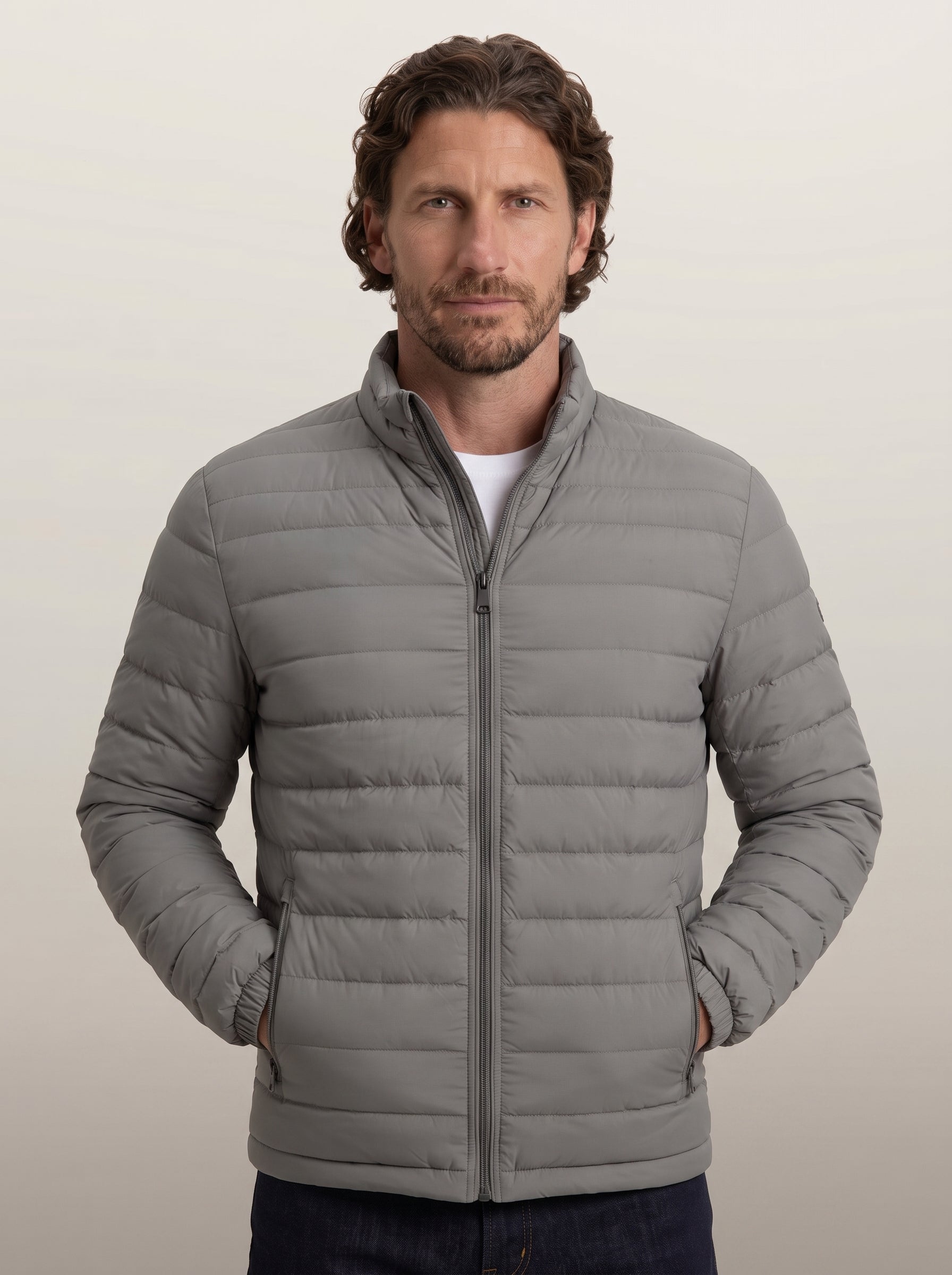 dipni mens winter puffer jacket casual grijs hero model 14c