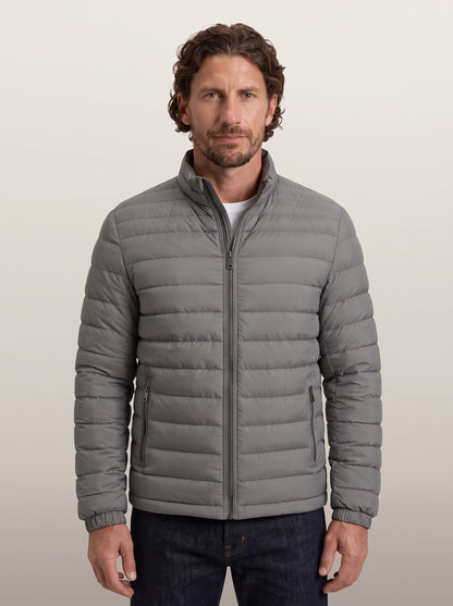 dipni mens winter puffer jacket casual grijs model front 04