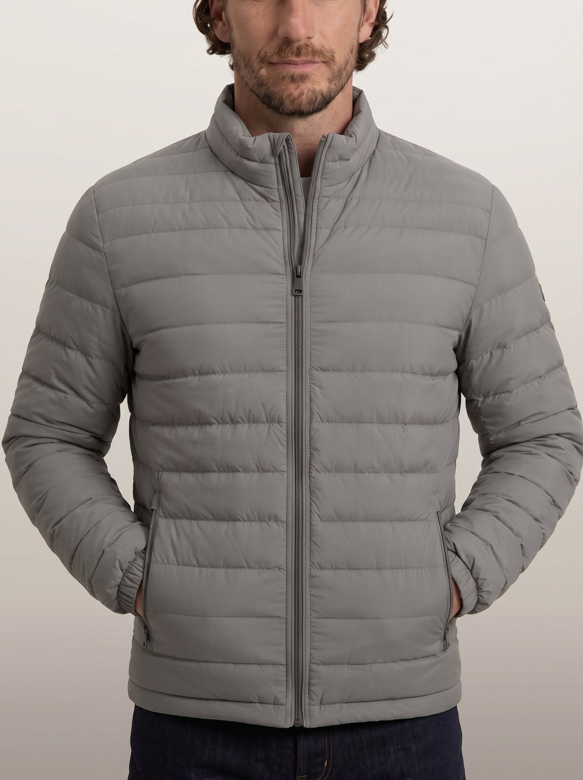 dipni mens winter puffer jacket casual grijs model half 02