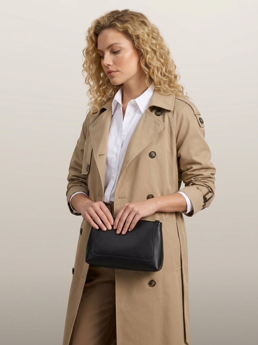 dipni womens belted trench coat khaki clutch 06