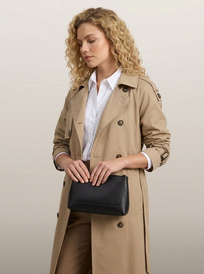 dipni womens belted trench coat khaki clutch 06