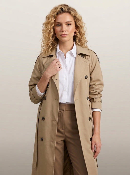 dipni womens belted trench coat khaki collar 04
