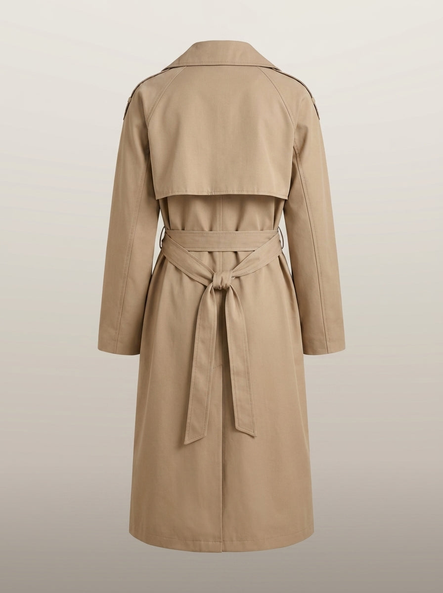 dipni womens belted trench coat khaki ghost back 12