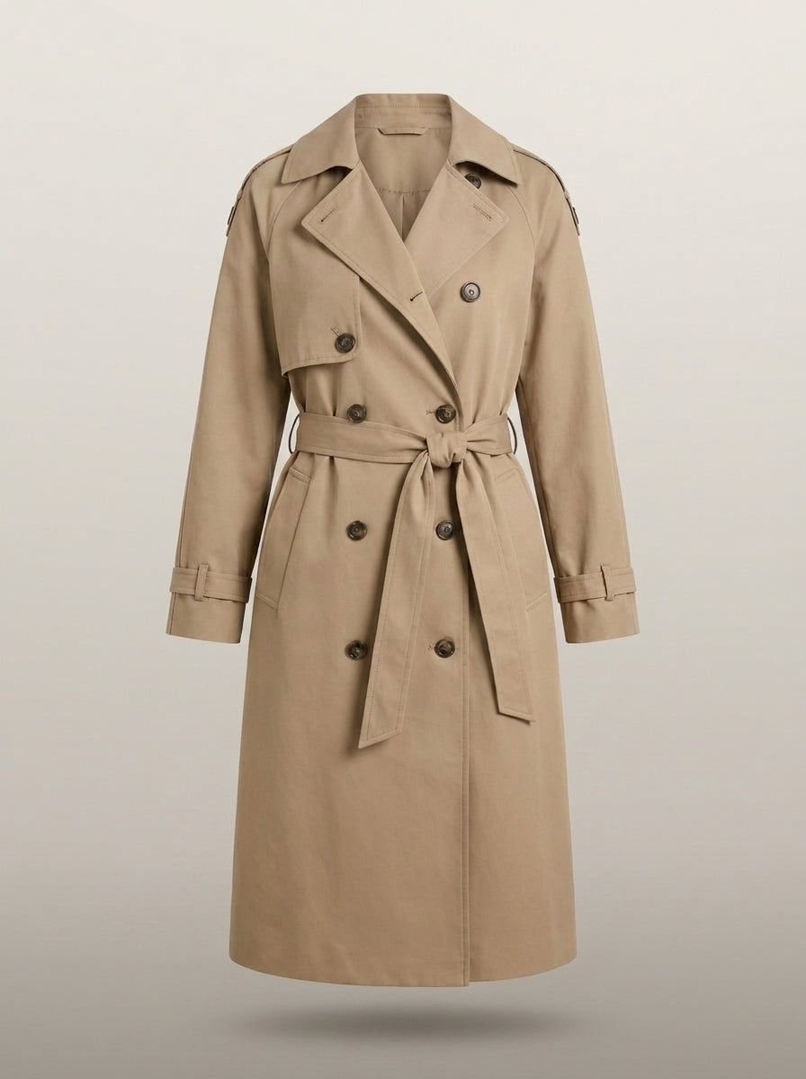 dipni womens belted trench coat khaki ghost front 11
