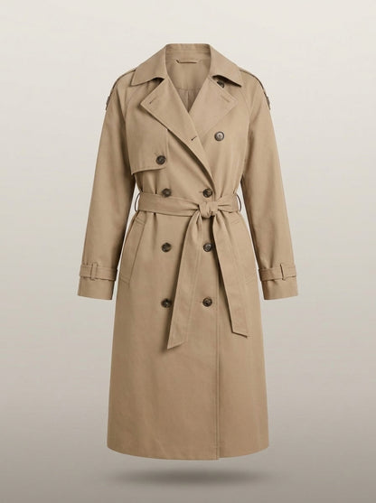 dipni womens belted trench coat khaki ghost front 11