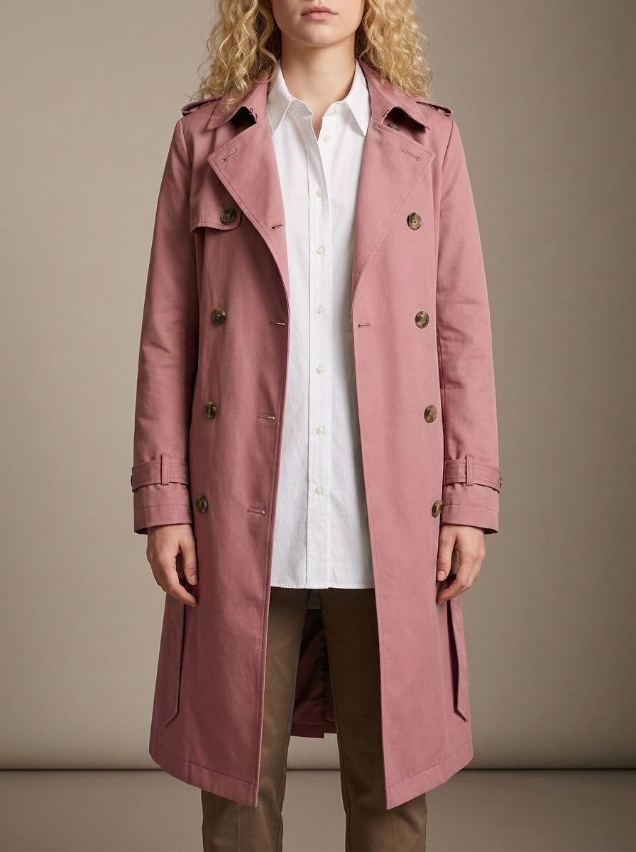 dipni womens belted trench coat pink variant 14