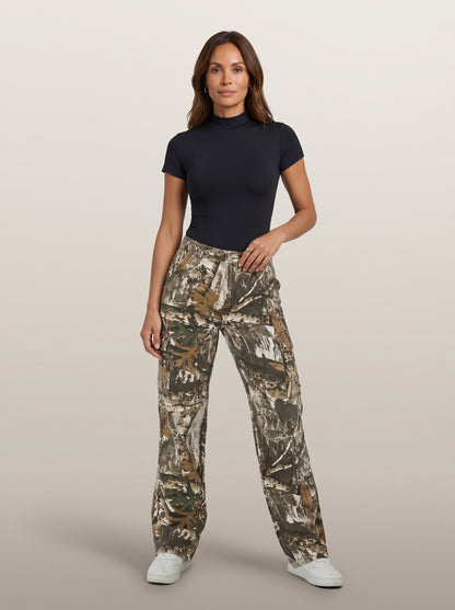 Dipni | Women's Camo Cargo Pants High Rise Loose Fit