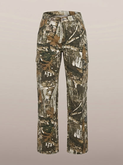 Dipni | Women's Camo Cargo Pants High Rise Loose Fit
