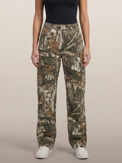 Dipni | Women's Camo Cargo Pants High Rise Loose Fit
