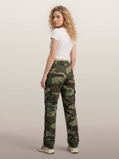 Dipni | Women's Camo Cargo Pants Multi Pocket Straight Leg