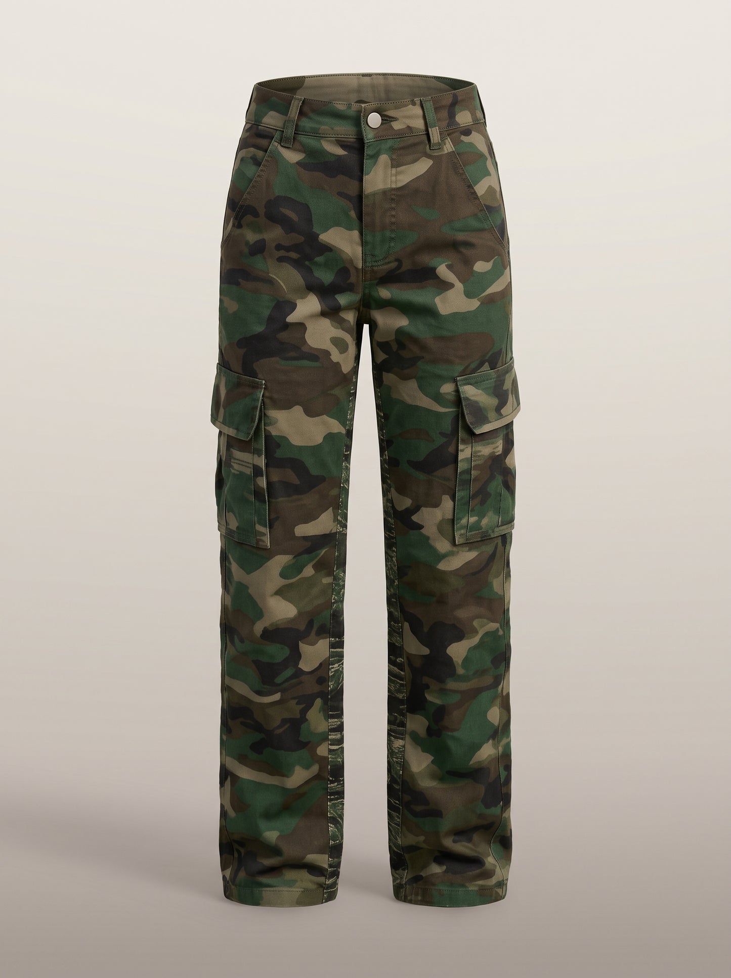 Dipni | Women's Camo Cargo Pants Multi Pocket Straight Leg