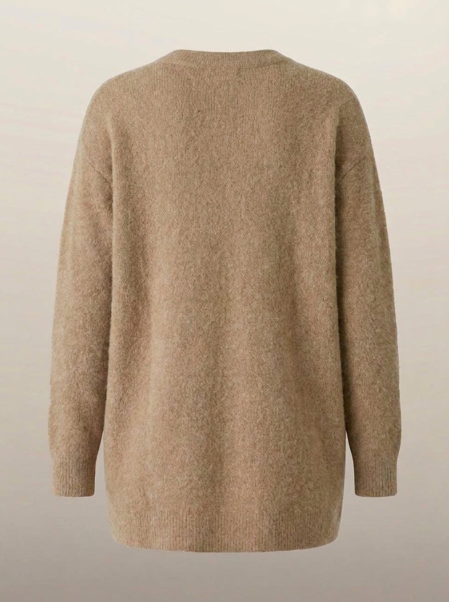 dipni womens chunky knit cardigan oversized beige 08 ghost back