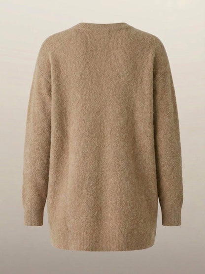 dipni womens chunky knit cardigan oversized beige 08 ghost back