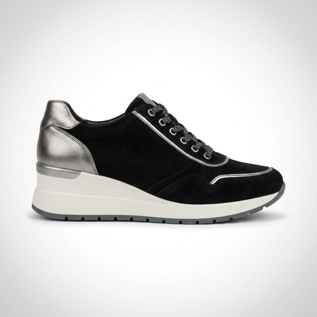 dipni womens geneva orthopedic wedge sneaker 11 black side