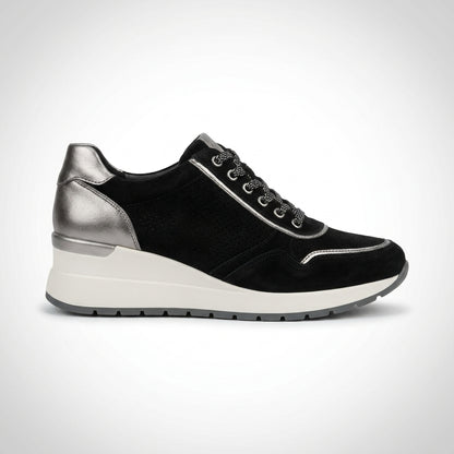 dipni womens geneva orthopedic wedge sneaker 11 black side
