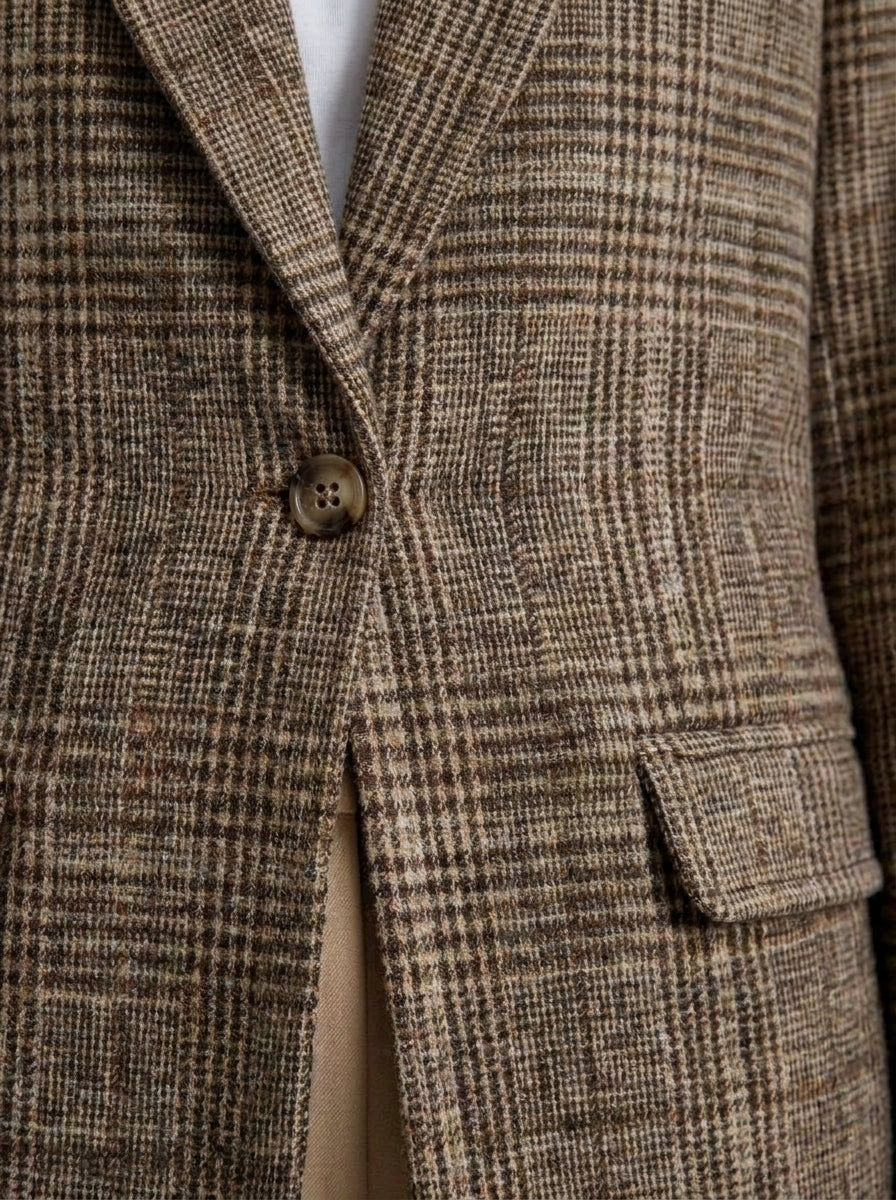 Dipni | Women's Oversized Plaid Blazer - Fall Winter Wear