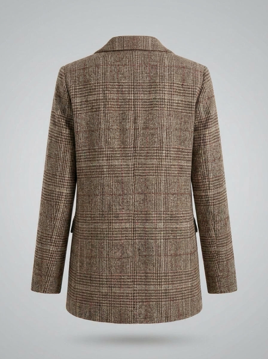 Dipni | Women's Oversized Plaid Blazer - Fall Winter Wear