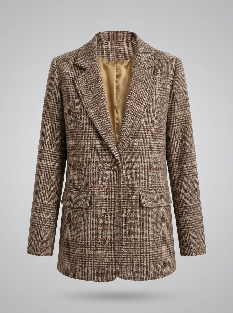 Dipni | Women's Oversized Plaid Blazer - Fall Winter Wear