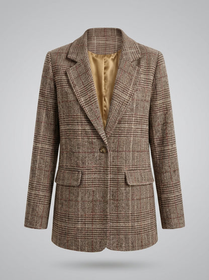 Dipni | Women's Oversized Plaid Blazer - Fall Winter Wear