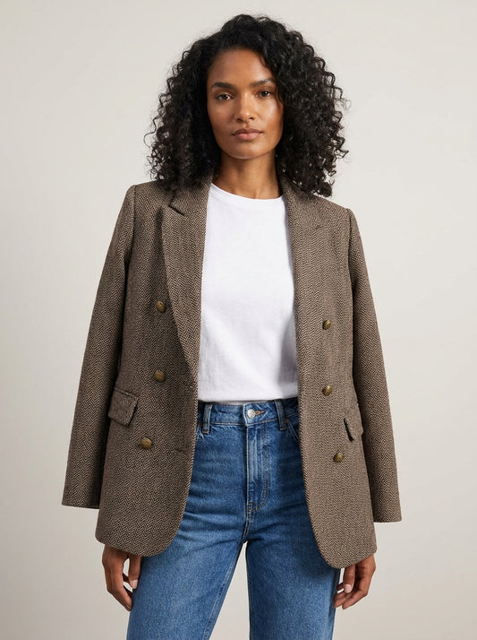 Dipni | Women's Oversized Blazer - Structured Button-Front