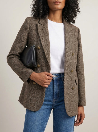 Dipni | Women's Oversized Blazer - Structured Button-Front