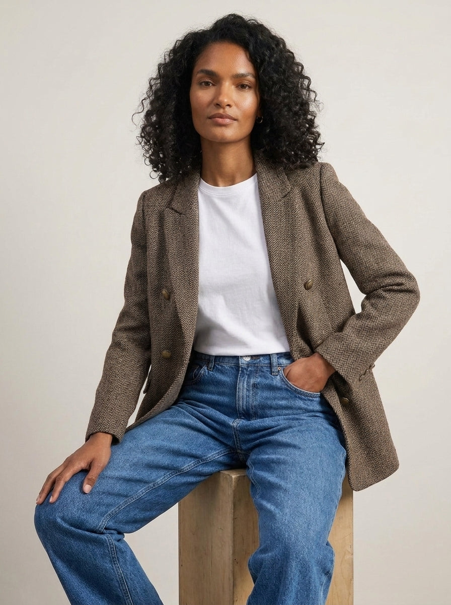 Dipni | Women's Oversized Blazer - Structured Button-Front