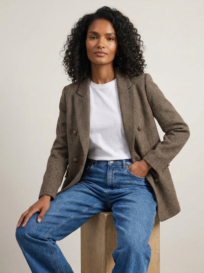 Dipni | Women's Oversized Blazer - Structured Button-Front