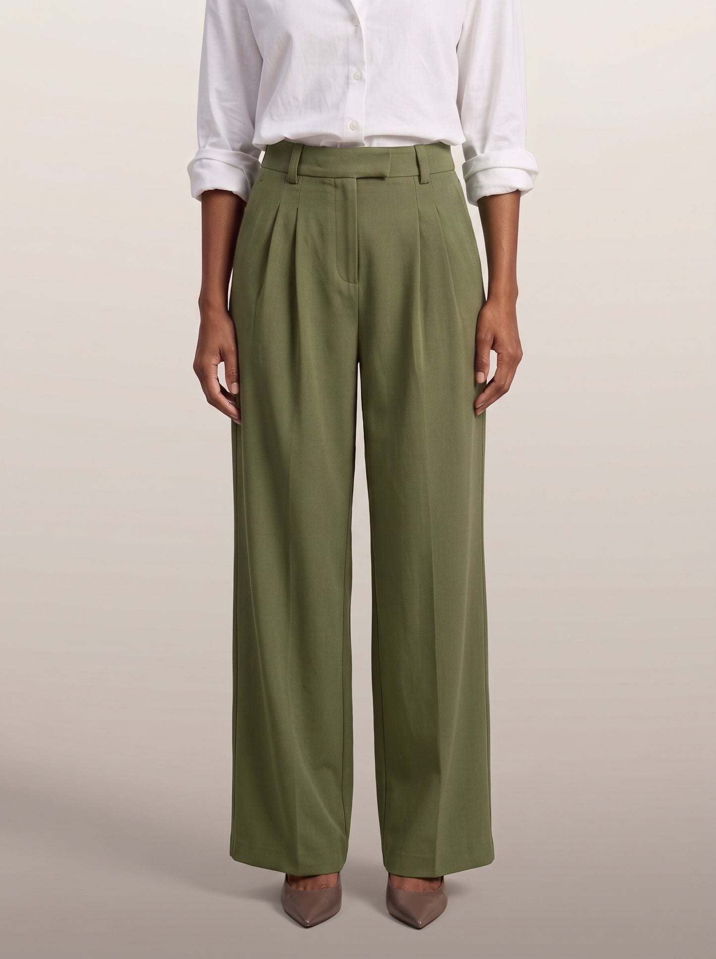 dipni womens high waisted wide leg trousers donkergroen variant 14