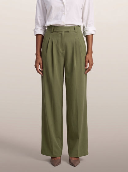 dipni womens high waisted wide leg trousers donkergroen variant 14