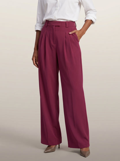 dipni womens high waisted wide leg trousers rood editorial hand pocket 08