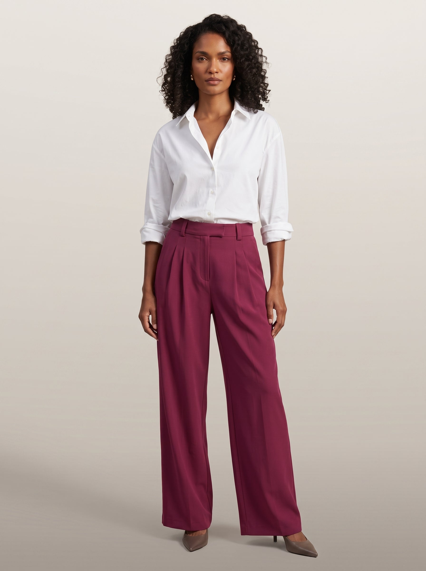 dipni womens high waisted wide leg trousers rood hero arms at sides 01