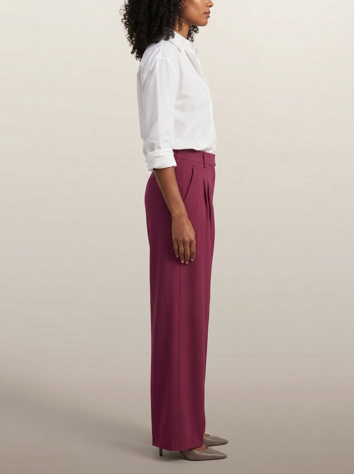 dipni womens high waisted wide leg trousers rood side profile 04
