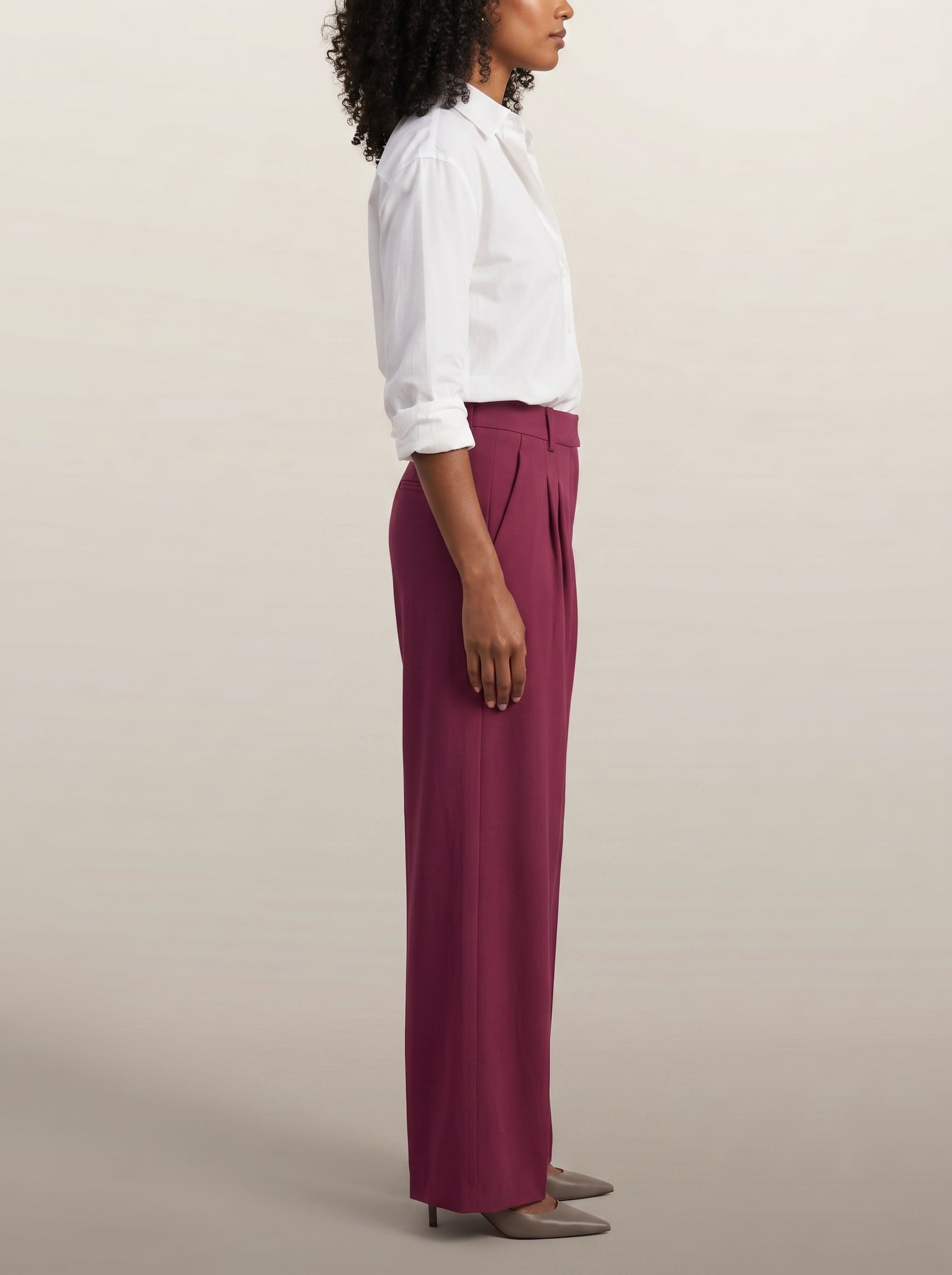 dipni womens high waisted wide leg trousers rood side profile 04