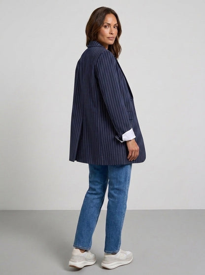 Dipni pinstripe blazer navy back-angle 06