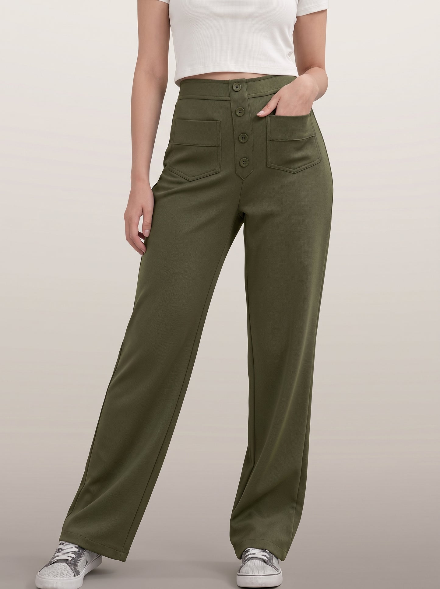 dipni womens stretch trousers green 12