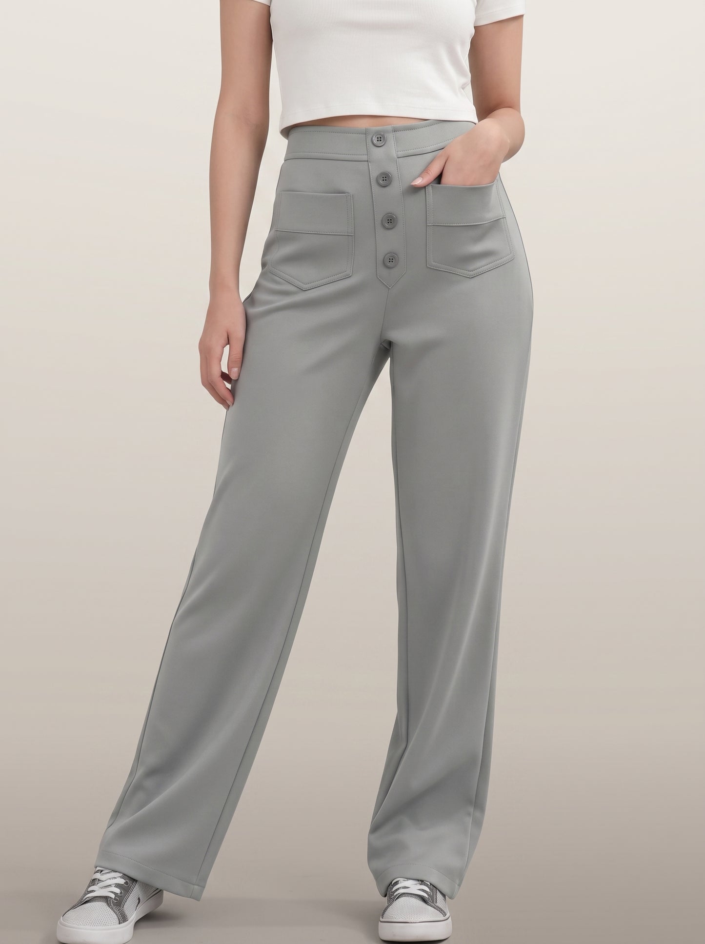dipni womens stretch trousers grey 03 waistdown