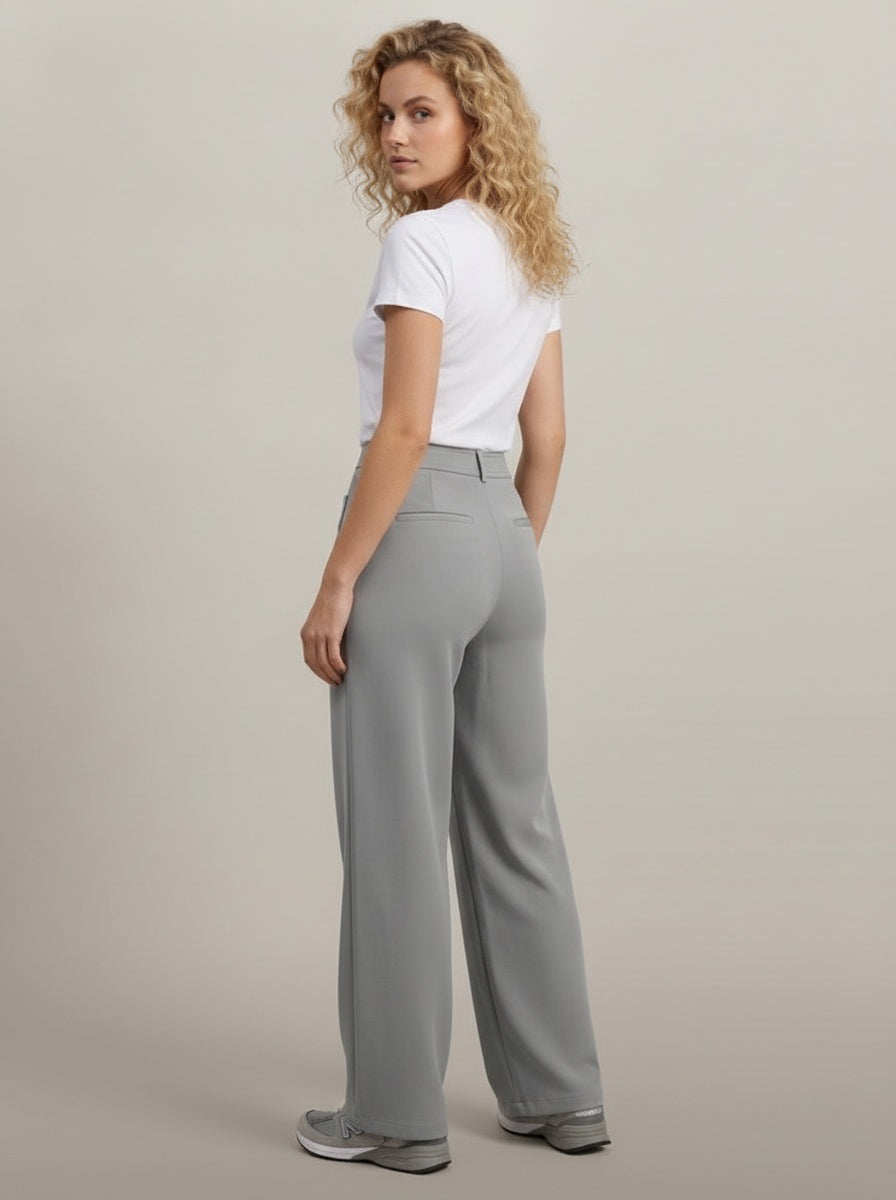 dipni womens stretch trousers grey 05 back