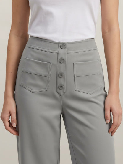 dipni womens stretch trousers grey 06 detail