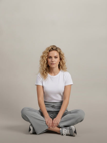 dipni womens stretch trousers grey 07 sitting