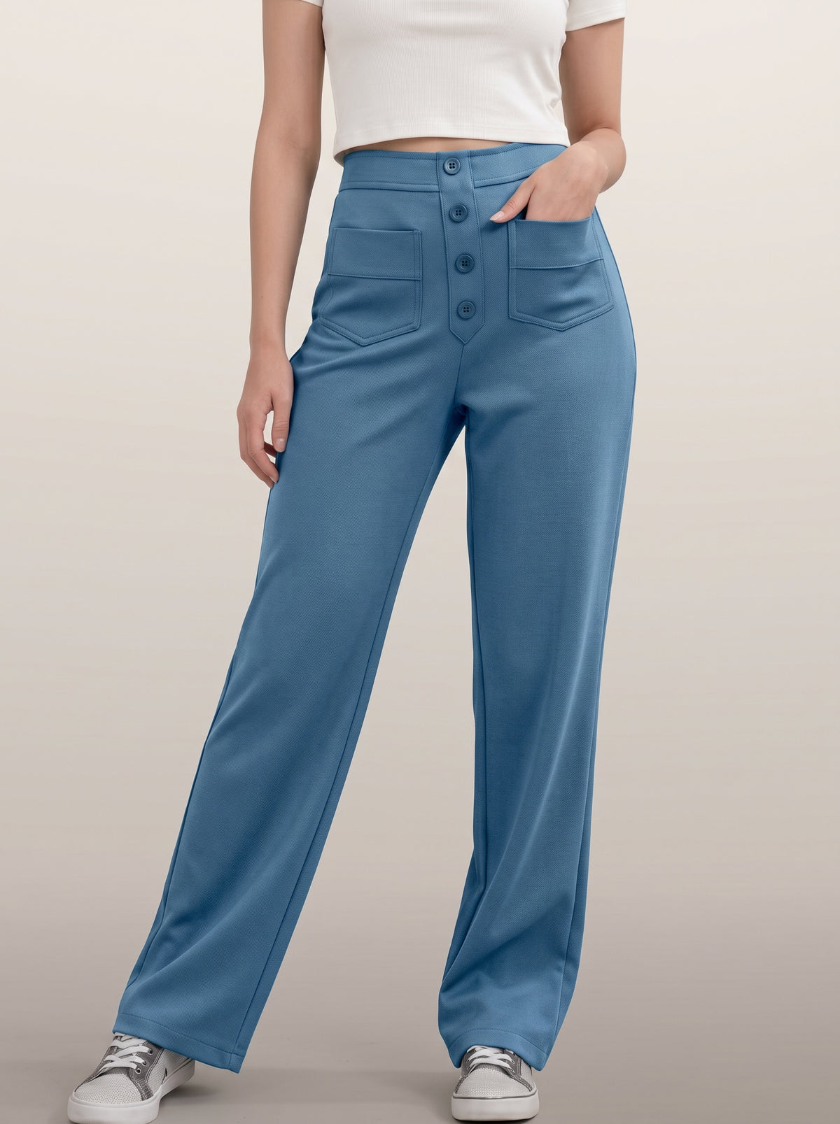 dipni womens stretch trousers light blue 12