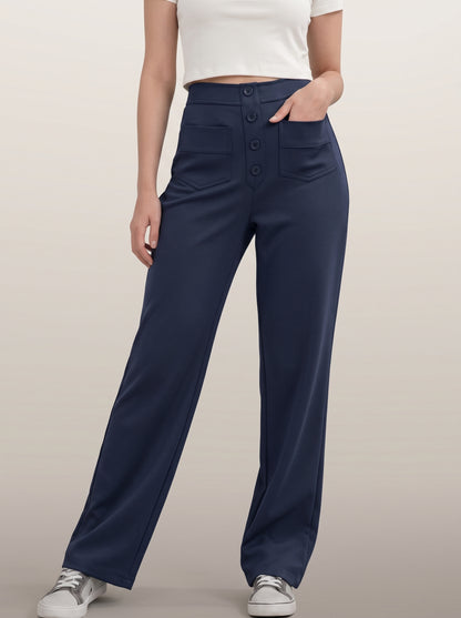 dipni womens stretch trousers navy 12