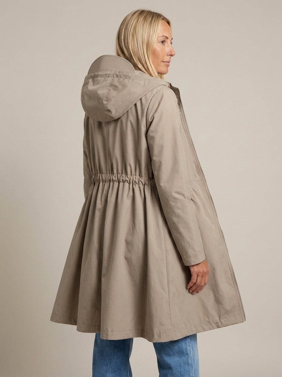 dipni womens waterproof trench coat beige back 10