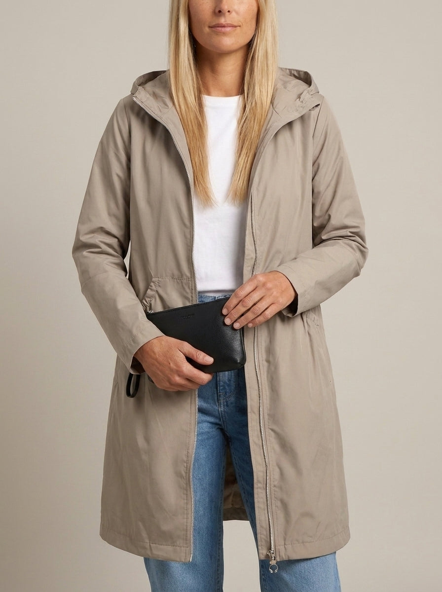dipni womens waterproof trench coat beige clutch 06