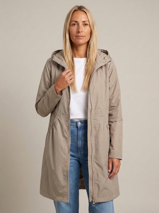 dipni womens waterproof trench coat beige collar 04