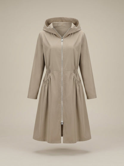 dipni womens waterproof trench coat beige ghost front 11