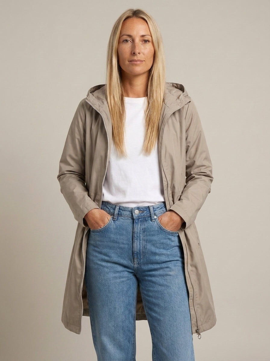dipni womens waterproof trench coat beige pockets 03