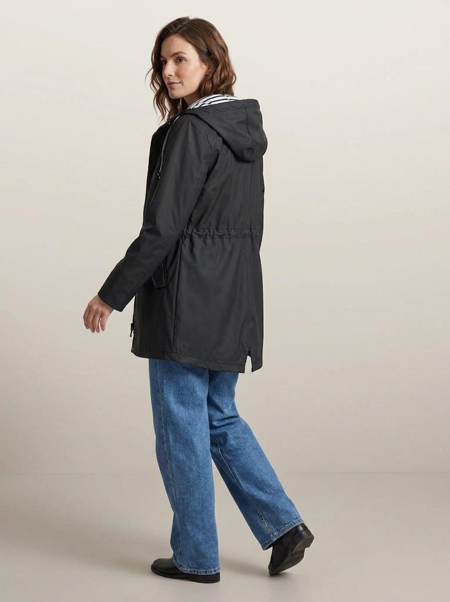 dipni womens waterproof windproof hooded jacket row50 02 black walking away