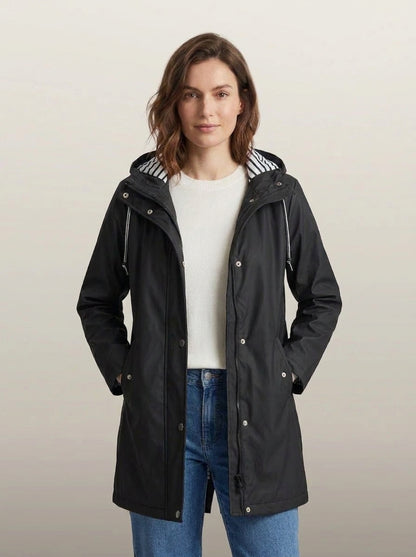 dipni womens waterproof windproof hooded jacket row50 03 black hands in pockets