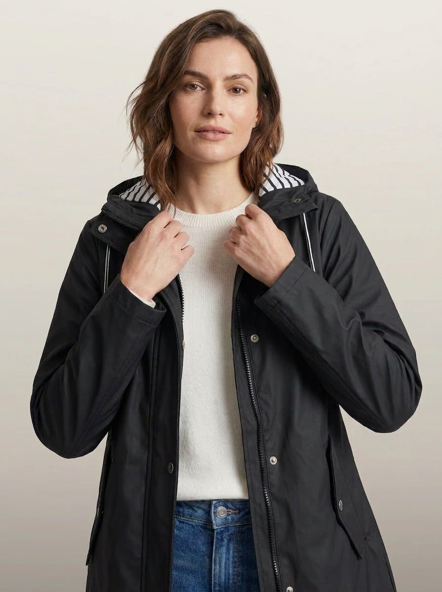 dipni womens waterproof windproof hooded jacket row50 04 black adjusts collar